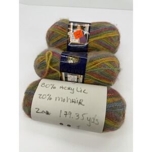 Lion Brand Imagine Autumn Leaves Acrylic/Mohair Yarn Lot Of 3